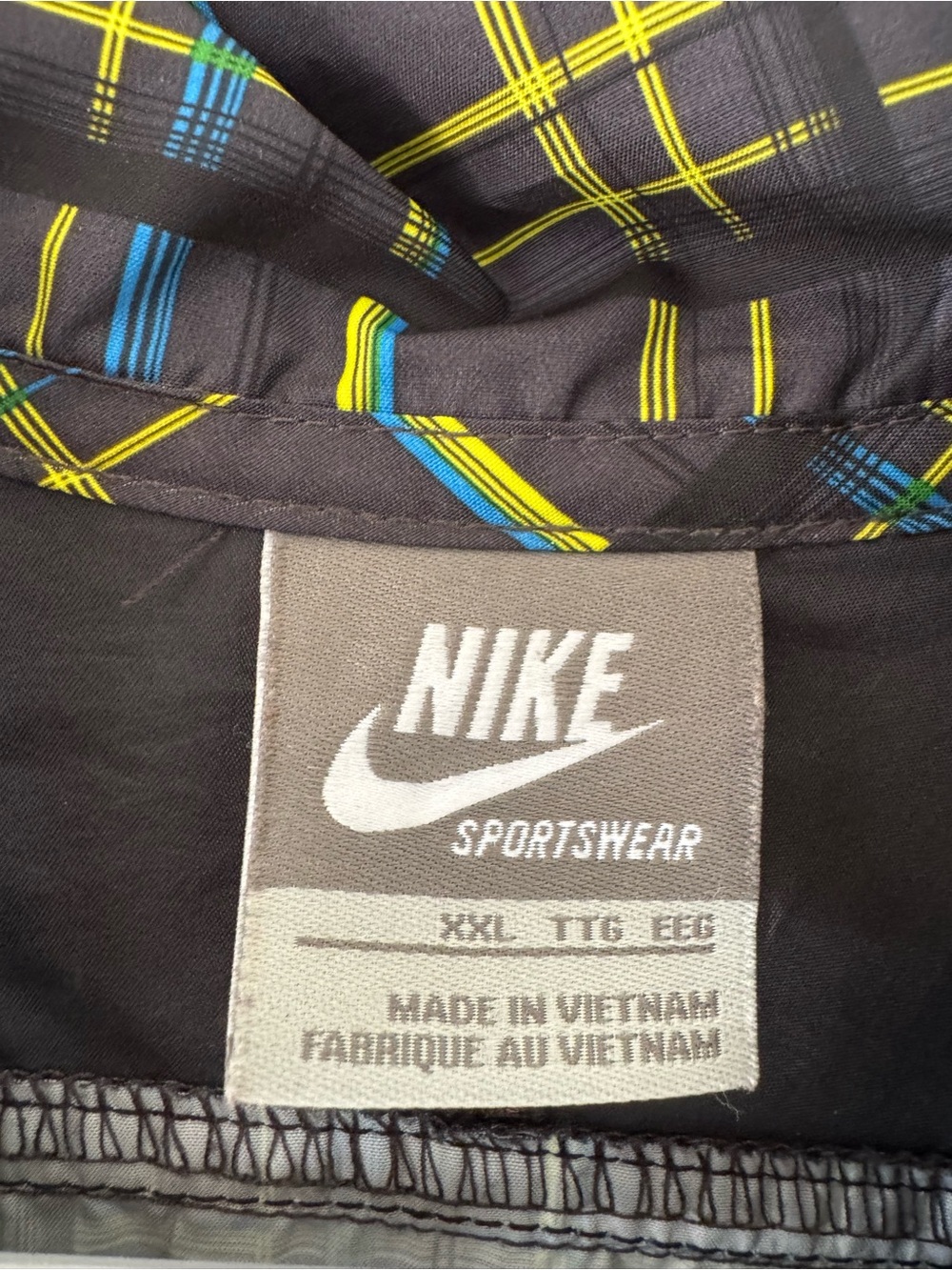 Nike Plaid Half Zip Windbreaker Jacket Men’s XXL Black Blue Yellow Anorak - Picture 6 of 6
